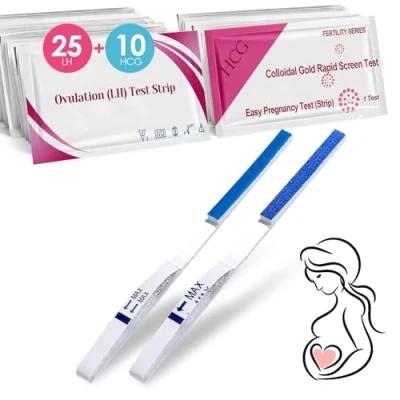 Immagine di 25 Test ovulazione + 10 Gravidanza, di ultrasensibili (25mIU/ml), Preciso e Affidabile, Aumenta le tue Probabilità Rimanere Incinta