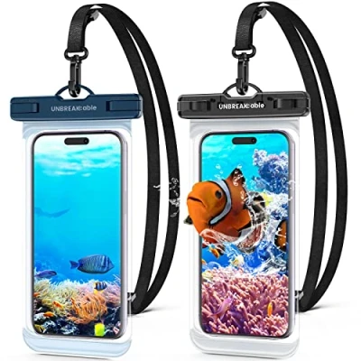 Immagine di UNBREAKcable [2 Pezzi Custodia Impermeabile Smartphone, IPX8 Porta Cellulare per iPhone 14 13 12 11 PRO Max Mini,SE,XR,XS,X,8 Samsung S23/S22/S21/S20, Huawei P50/P40/P30 7.0 Pollic