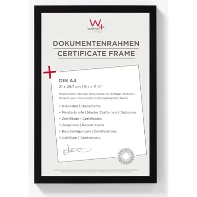 Immagine di walther design Cornice nera 21 x 29,7 cm (DIN A4) per documenti Peppers in legno BP130B