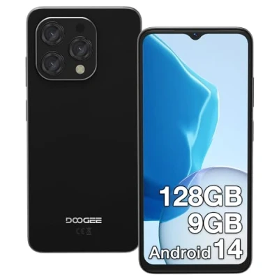 Immagine di DOOGEE N55 Smartphone Android 14, 6.56 Pollici HD+ Display, 9GB RAM+128GB ROM/Espandibile 1TB, Octa Core, 5150mAh, 13MP+8MP Fotocamere, 4G Telefono Cellulare Dual SIM, Face ID, GPS, OTG, Nero