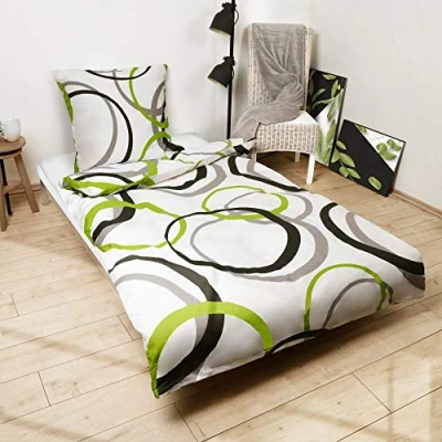 Immagine di Beautissu Set di 1 Copripiumino 155x220 Nina Federa Cuscino 80x80 Biancheria da Letto Singolo, in 100% Cotone, Dotato Cerniera