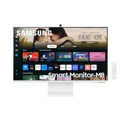 Immagine di Samsung Smart Monitor M8 (S32DM801), Flat 32&#039;&#039;, 3840x2160 (UHD 4K), Hub con app di streaming, Office 365, Gaming Hub, Speaker integrati, Telecomando, WiFi, HDMI, USB C