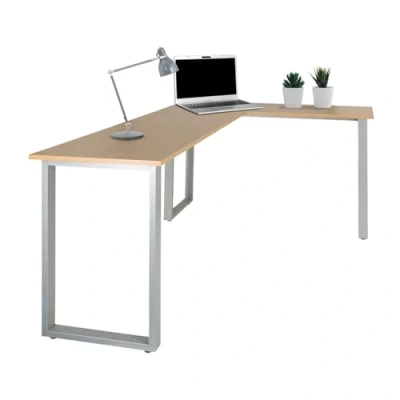 Immagine di HJH Office 830080 Scrivania angolare 165x120 cm WORKSPACE Basic I a L in faggio/Argento con Struttura Acciaio
