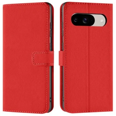 Immagine di Verco Custodia a libro per Google Pixel 9, con funzione di carte credito, colore: rosso