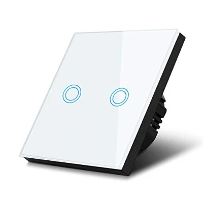 Immagine di Maclean Energy Interruttore Touch Adattatore LED Elegante e Moderno (Bianco, Doppio Rotondo)