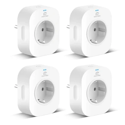 Immagine di Presa Smart Alexa EIGHTREE, Wifi(Schuko), Intelligente con Monitoraggio Energia, Temporizzata, Controllo Remoto, Compatibile Alexa, Google Home e SmartThings, 16A 3680W, 4 Pezzi
