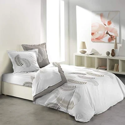 Immagine di Douceur d&#039;Intérieur Goyave 1642226 Set copripiumino con lenzuolo a 4 fili, in cotone, 300 x 240 cm, multicolore