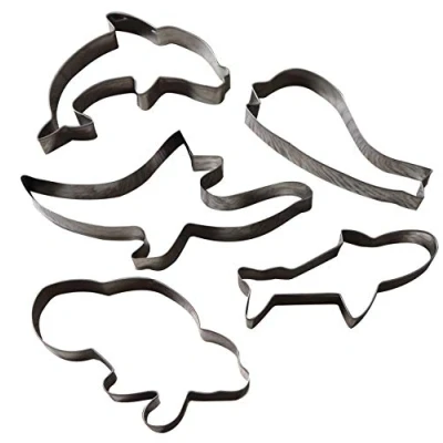 Immagine di Zenker 44855 Set 5 formine tagliabiscotti (Delfino, Balena, Gabbiano, squalo, foca), Acciaio Inox