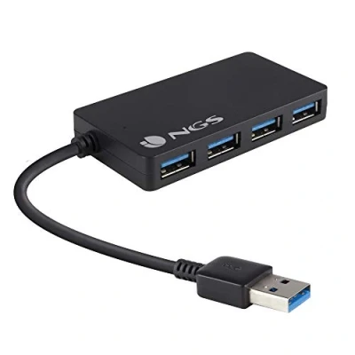 Immagine di NGS USB IHUB3.0 Hub 3.0 con 4 Porte, Trasmissione Fino a 5 Gbps, Colore Nero