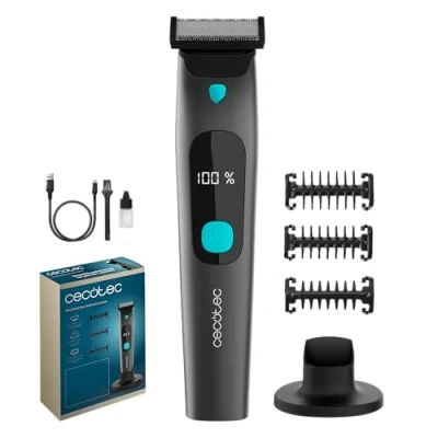 Immagine di Cecotec Tagliacapeli Rasoio Facciale Regolacapelli PrecisionCare OneShave Screen. Lame Acciaio Inox, 3 Pettini (1/3/5 mm), Base Stoccaggio, Autonomia 1.5h, Resistenza IPX7, Schermo Intelligente