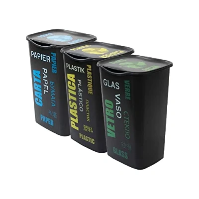 Immagine di INCA TRIS SET CONTENITORI RACCOLTA DIFFERENZIATA CON COPERCHIO 50 LITRI CARTA,PLASTICA E VETRO (TRIS SET)
