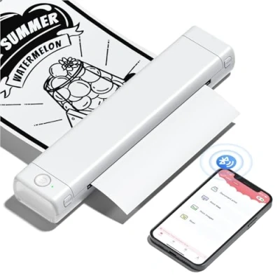 Immagine di Phomemo M08F Stampante Portatile A4, Termica Compatibile con Smartphone via Bluetooth, PC Cavo USB, Da Viaggio Supporta A4 Carta Termica, Bianco