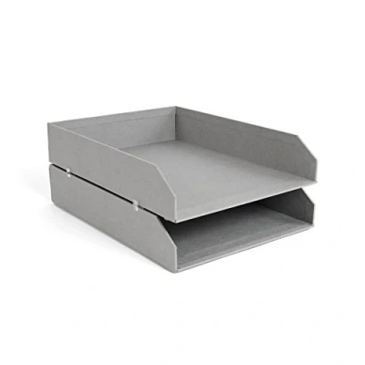 Immagine di Bigso Box of Sweden Portacorrispondenza in cartone Porta documenti ufficio impilabili per conservare i fogli da scrivania materiale riciclato Set 2 grigio