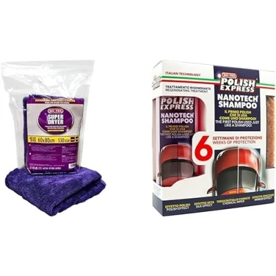 Immagine di Kit Super Dryer, Panno In Microfibra Superfine, Ad Alto Grado Di Assorbimento E Resistenza &amp; Polish Express, Shampoo Per Auto, Con Formula Nanotech, Dona Lucentezza Protezione