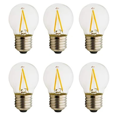 Immagine di Lampadina in vetro trasparente, a LED, E27 (2 W, 4 6 W), corrente alternata 220 V, luce bianca calda G45, pezzi, E27, 2.00W, 220.00V