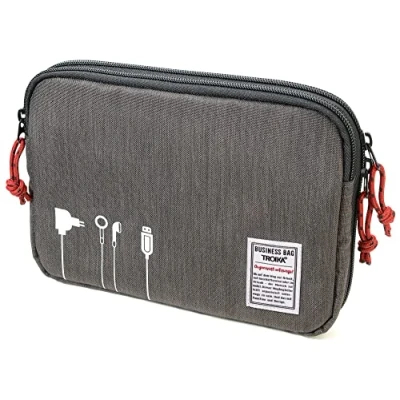 Immagine di Troika Business Tech Pouch 2 Borsa per cavi accessori elettronici, in poliestere, colore grigio, dimensioni: 23,5 x 17 3,5 cm, BBG64/GY, grigio., 23,5cm, moderno