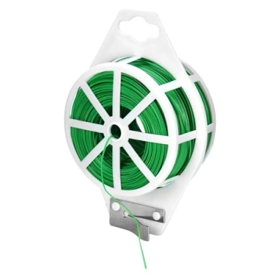Immagine di QWORK® Filo per Piante, Rilegatura Verde con taglierina Integrata 200 m Fiori, organizzazione di Linee Dati