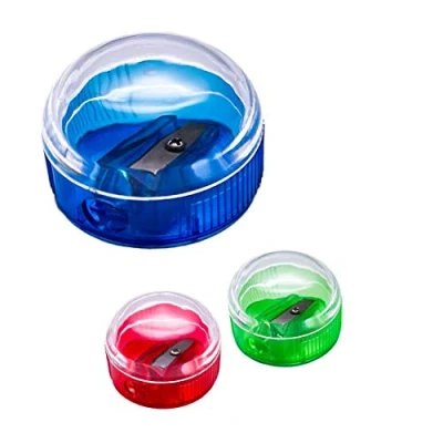 Immagine di D.RECT Temperamatite in plastica, singolo, con contenitore, rotondo, 12 pezzi
