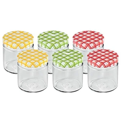 Immagine di Tescoma 895112 Della Casa Vasetto per Conserve, Vetro, Trasparente/Tappo Multicolore, 200 ml, 6 Pezzi
