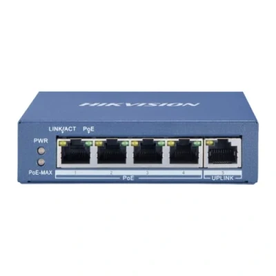 Immagine di Hikvision Switch 5 Porte 4 Gigabit PoE 1 Porta RJ45 rete DS 3E0505P E/M