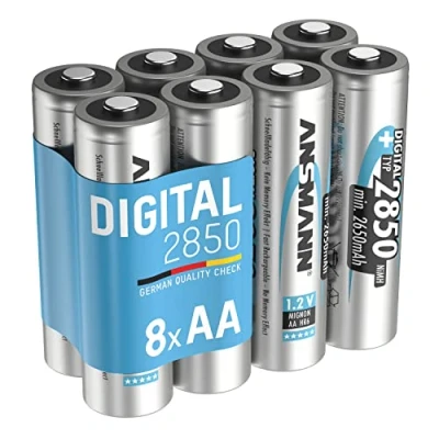 Immagine di 8x ANSMANN NiMH Batterie ricaricabili AA Mignon 2850 mAh Digital in un pacchetto economico di 8 / a ricarica rapida Celle per uso lungo e affidabile torcia, telecomando