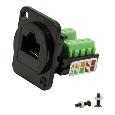 Immagine di QIANRENON RJ45 / 8P8C Cat5E Adattatore per terminale a vite Keystone Jack, connettore femmina dati crimpare pannello modulare di tipo D, nero