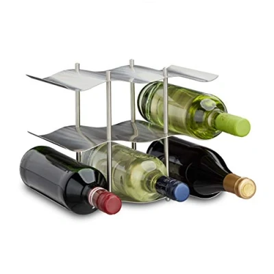 Immagine di Relaxdays portabottiglie per 9 Bottiglie, Moderno Design in Metallo, Piedi portabottiglie, AxLxP: 22 x 27 16.5 cm, Argento, silver