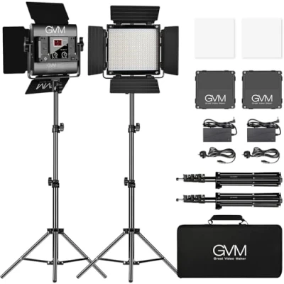 Immagine di GVM 480 LED luce video con treppiede, controllo APP, da studio a LED, 13000 Lux/0,5 m, temperatura bicolore 2300 K 6800 K, fissa per fotografico, set
