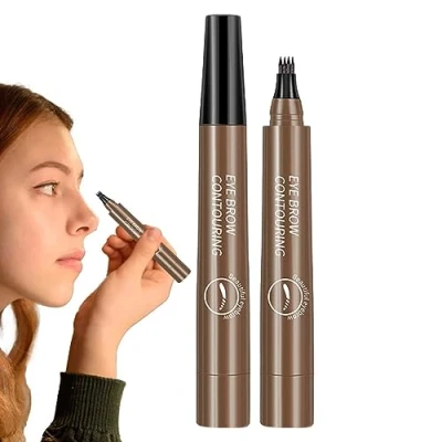 Immagine di Penna per contorno sopracciglia microblading a 4 punte,Trucco sopracciglia, matita con applicatore punta forchetta