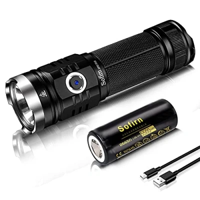 Immagine di Sofirn Torcia a Led Ricaricabile Potente, SP33 V3.0 3500 Lumen USB C Lampada con 6 modalità di luminosità XHP50.2 batteria 26650 per campeggio, escursionismo, caccia o pesca