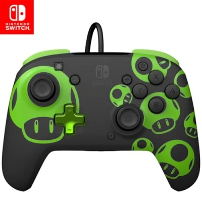Immagine di PDP Switch Rematch Cablato Controllore 1 Up Glow In The Dark, Pulsanti, Stick, Grilletti e Paddle Personalizzabili, Controlli Ergonomici