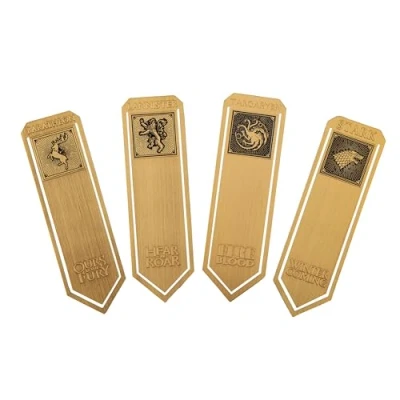 Immagine di Cinereplicas Game of Thrones Set di 4 segnalibri in metallo Targaryen, Stark, Lannister e Baratheon 10*3 cm ciascuno Licenza ufficiale