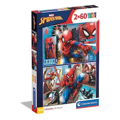 Immagine di Clementoni Spider Man Spiderman Supercolor Marvel 2X60 (Include 2 60 Pezzi) Bambini 5 Anni, Cartoni Animati, Puzzle Supereroi Made In Italy, Multicolore, 21608