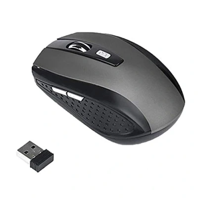 Immagine di Brussels08 mouse ergonomico wireless 2,4 G, ottico portatile per computer con ricevitore USB, da gioco wireless, 1200 dpi, 6 pulsanti notebook, PC, laptop, grigio