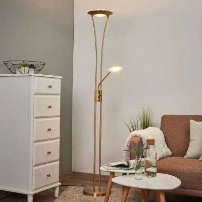 Immagine di Lindby Lampada a LED da pavimento Eda, altezza 180 cm, ottone, dimmerabile