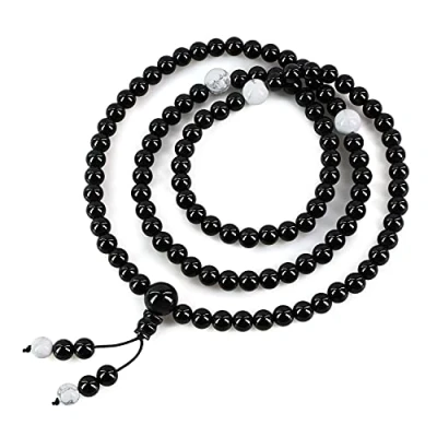 Immagine di COAI Collana 108 Perle Mala in Onice con Spaziatori Pietre Dure Semipreziose