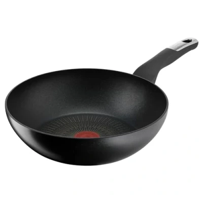 Immagine di Lagostina Intensive Pro, Wok Antiaderente 28 cm, Rivestimento Titanio Antigraffio, Cottura Rapida e Uniforme, Tecnologia Thermo Signal, Adatto a Tutte le Fonti di Calore Inclusa Induzione