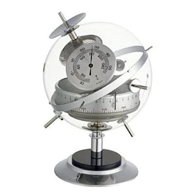 Immagine di TFA Dostmann Stazione Meteo analogica Sputnik, 20.2047.54, con termometro, igrometro e barometro, Realizzata a Mano, per previsioni Meteo, Made in Germany, Cromato
