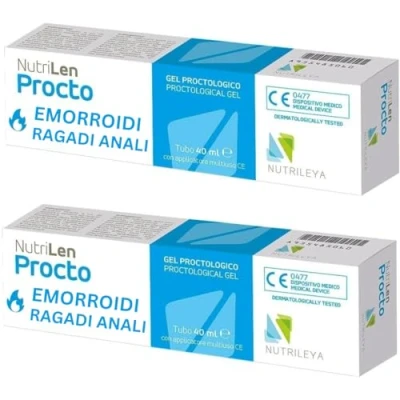 Immagine di NutriLen Procto, 80ml Crema Naturale per Emorroidi, Ragadi Anali, Varicosa, Fastidi Interni Esterni con Amamelide, Tea Tree, Acido Ialuronico, Olivo e Fico d&#039;India Applicatore Nutrileya