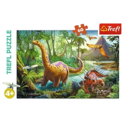 Immagine di Trefl 60 Elementi, per Bambini dai 4 Anni Puzzle, Colore Il Cammino dei Dinosauri, Weg der Dinosaurier, 17319