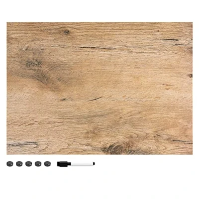 Immagine di Navaris Memo Board Lavagna Magnetica 70x50cm Lavagnetta Scrivibile Cancellabile con 1x Pennarello 5X Calamite Bacheca Design Legno Marrone Scuro