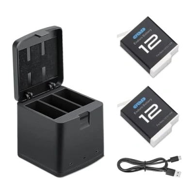 Immagine di Oyomba Hero 12 batteria 1800mAh Completamente compatibile con gopro Black 11/10/9 （Batteria 2 pack，caricabatteria a 3 canali，Tipo C Carica veloce）