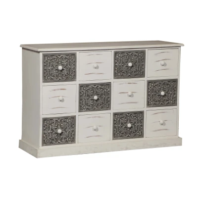 Immagine di Cassettiera con 12 cassetti Changmay in legno grigio e bianco Menzzo