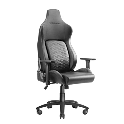 Immagine di Mars Gaming MGC ULTRA Nero, Sedia Gamng Ergonomica, Shienale Ergofit, Braccioli 3D, Supporto Lombare + Cuscino Cervicale, Rotelle XL