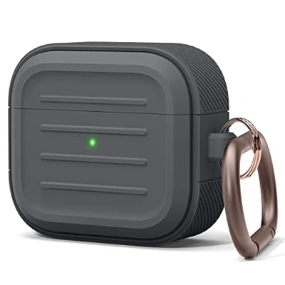 Immagine di elago Custodia Armor Compatibile con AirPods 3 Cover Case Supporta la Ricarica Wireless, Resistente Agli Urti, Protezione Completa (Grigio Scuro)