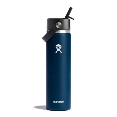 Immagine di Hydro Flask Borraccia da 709ml, in acciaio inossidabile con isolamento sottovuoto, Cannuccia integrata, Indigo, 709ml (24oz), integrata