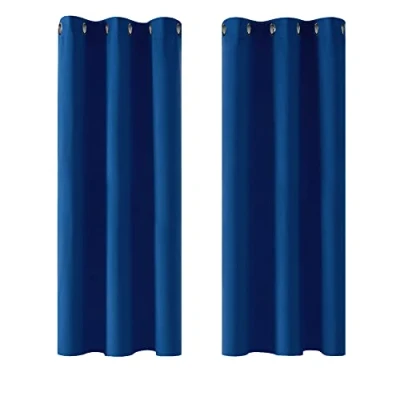 Immagine di Deconovo Tende per Interni Oscuranti 2 Pezzi 138 CM Altezza, Camera da Letto Coprente Moderne con Occhielli, 107x138 (Larghezza x Altezza), Blu Elettronico