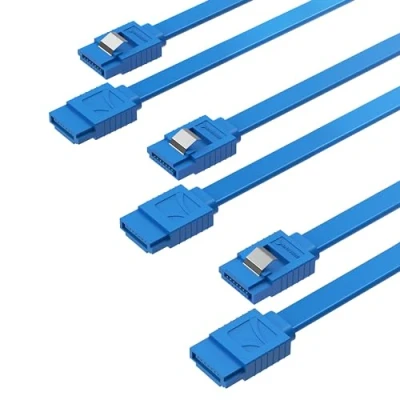Immagine di Sabrent Cavo SATA III SSD/HDD Hard Disk interno, dati 3 (6 Gbit/s), PC, dritto con linguetta di blocco, per drive HDD/SSD/CD/DVD (Confezione da 50 cm) Blu (CB SFB3)