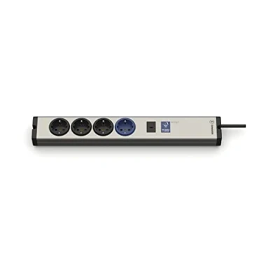 Immagine di EHMANN Ciabatta elettrica in alluminio 0616x0g048001 Master/Slave Pro, 4 prese, 1 USB C 18 W, 1,5 m di cavo