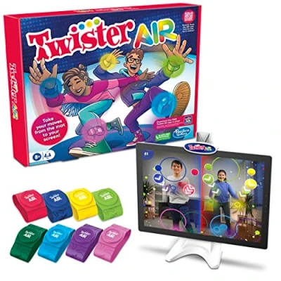 Immagine di Il Gioco Twister Air Party Include 4 Fasce da Polso Air, Caviglia Supporto per Dispositivo con Clip, Base e Post Regole di Bambini dagli 8 Anni in su